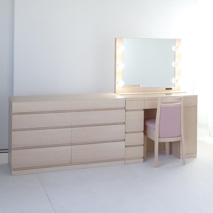 関本家具装芸 プリマ女優ミラー ミルキーホワイト 一面鏡とチェスト120