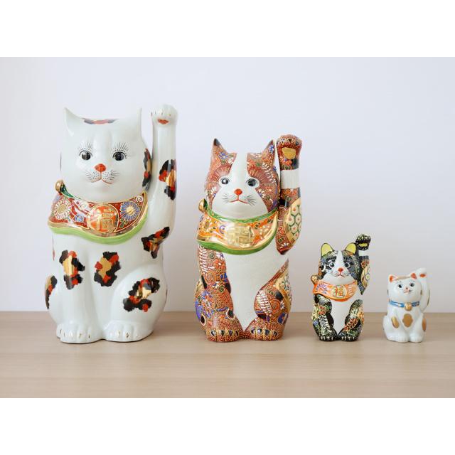 九谷焼 10号 招き猫 金ブチ ( 右手・左手 / 布団付 ) : 雑貨のお店