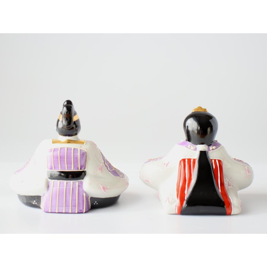 九谷焼 3号雛人形 花むらさき 親王飾り コンパクト おしゃれ 平飾り 二