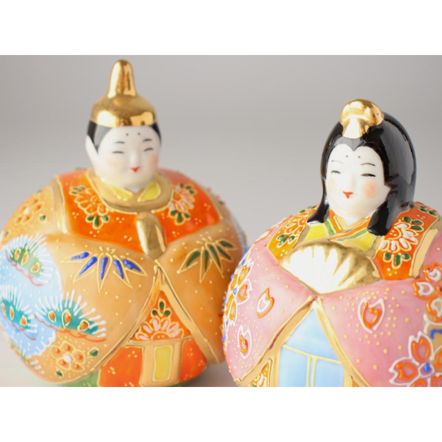 九谷焼 3号玉雛人形 盛 親王飾り コンパクト おしゃれ 平飾り 二人飾り