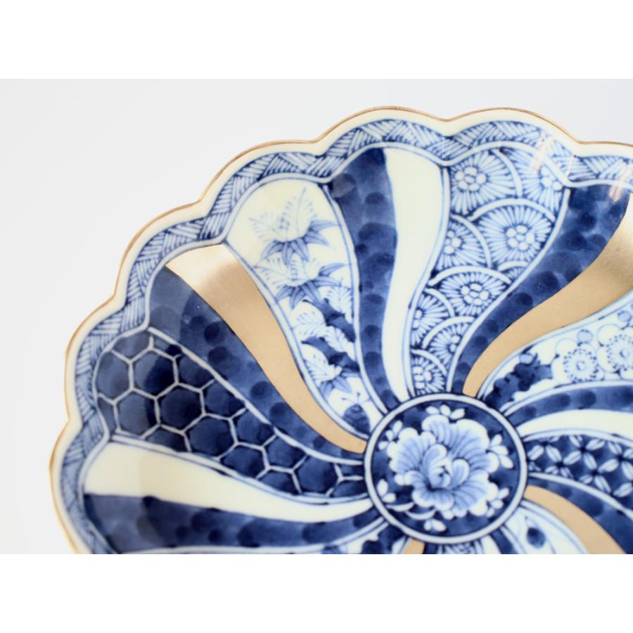 林九郎窯 古伊万里様式 藍青シリーズ 銀彩祥瑞 プレート16cm 波佐見焼