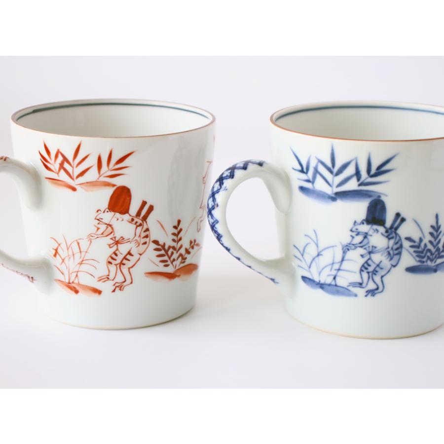 西川貞三郎商店 清水焼 マグカップ 鳥獣戯画 京焼 染付高山寺 / 赤高
