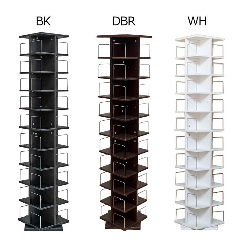 サカベ 回転式マルチタワーラック CD収納 DVD収納 本棚 大容量 BK/DBR