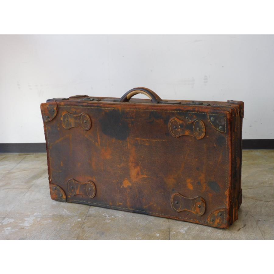 戦前 ふるい大きな革トランクケース HK-a-05091 / 昭和レトロ スーツ