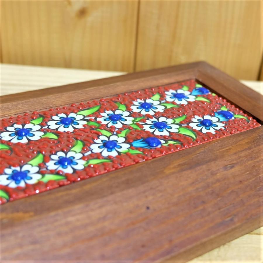 トルコ雑貨 トルコ陶器 キュタフア陶器 壁掛け タイル ハンドメイド 木