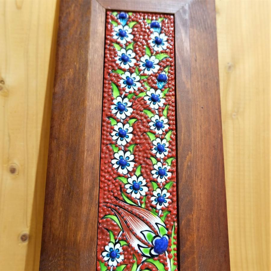 トルコ雑貨 トルコ陶器 キュタフア陶器 壁掛け タイル ハンドメイド 木