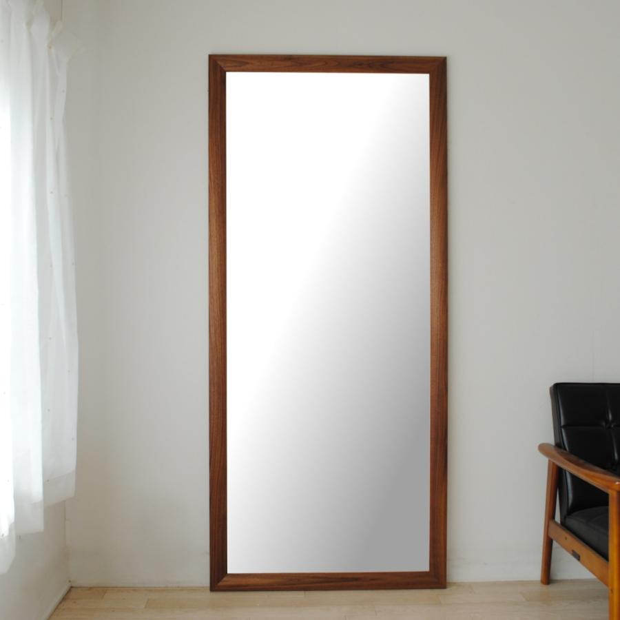 ソル 80x180cm ウォールナット材 姿見 立てかけミラー 全身鏡 : 日本製