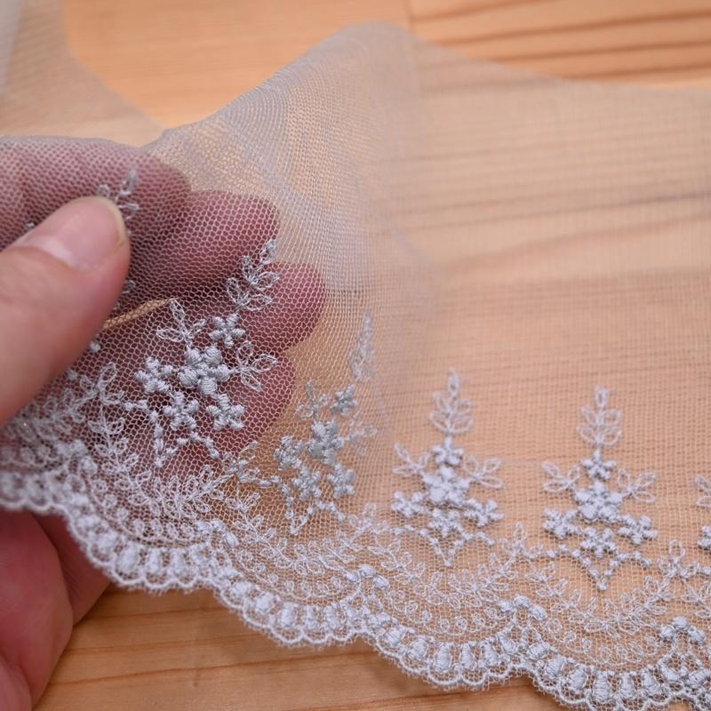 チュールレース (1m単位) T24368 グレー 紺 ネイビー ブラック 黒