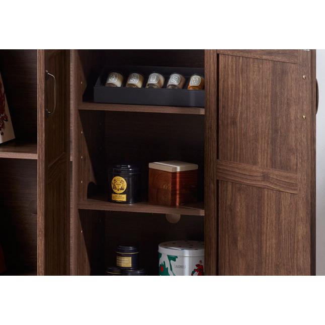 キャビネット 扉収納 木目調 ダークブラウン 木製 幅115 高さ78 薄型