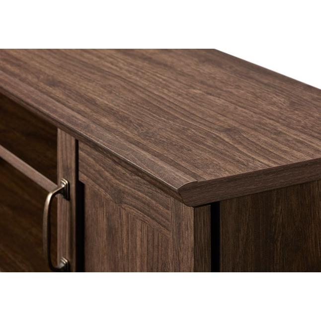 キャビネット ガラス扉収納 木目調 ダークブラウン 木製 幅59 高さ78