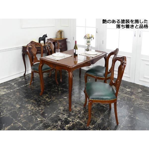 ダイニングチェア 肘置き無し アンティーク調 猫脚 手彫り仕上げ