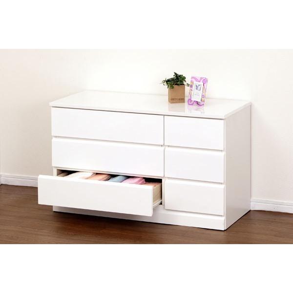 チェスト タンス 3段 引き出し 収納 ホワイト 木製 ロータイプ 完成品