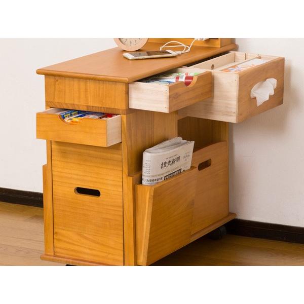 サイドテーブル キャスター付き 引き出し ソファ 収納 木製 マガジン