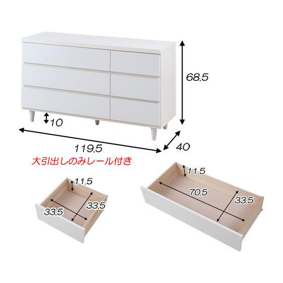 チェスト ワイド 3段 奥行40cm 白 ホワイト 完成品 日本製 : 収納家具