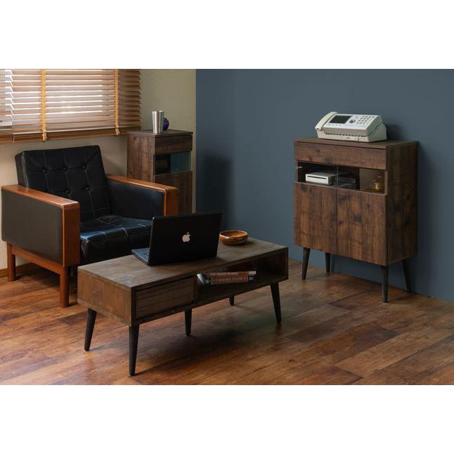 キャビネット 収納棚 ヴィンテージ風 木製 ブラウン 幅61 : 収納家具