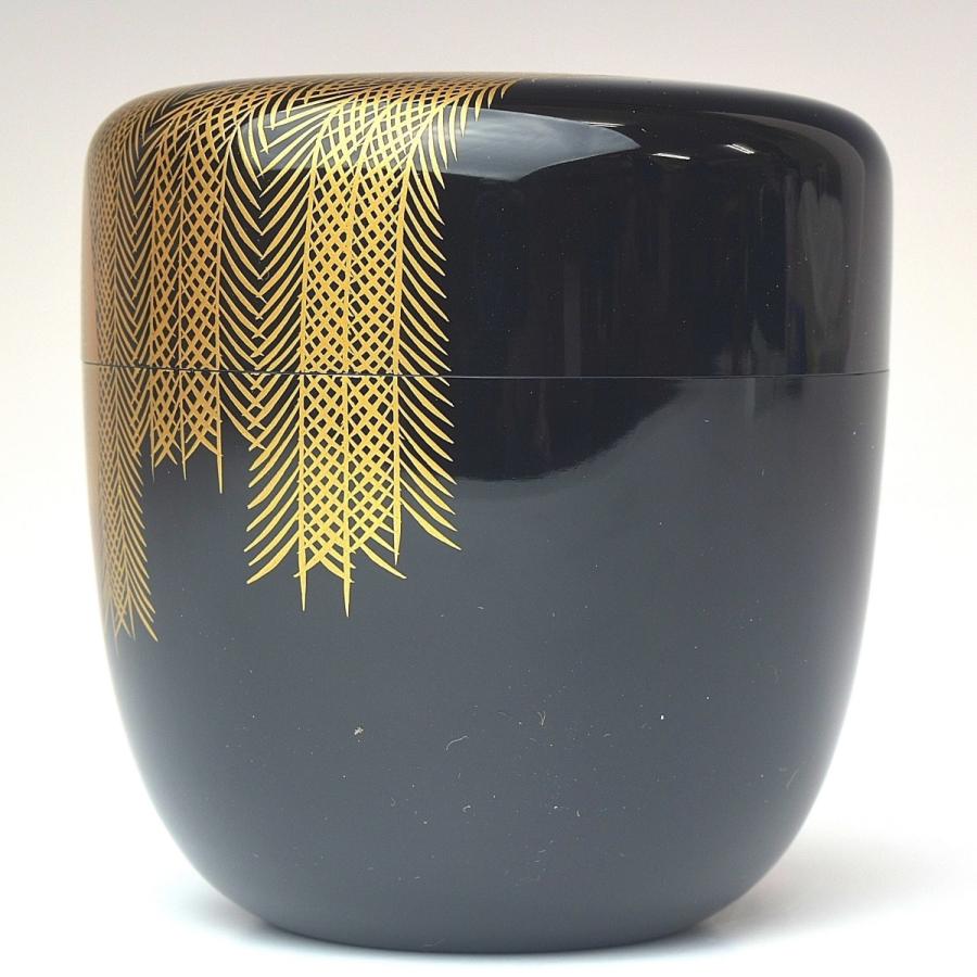 趣楽】 輪島塗 曽又真山作 柳蒔絵棗 高さ7cm 本物保証 L1851