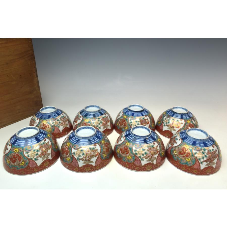 趣楽】 明治時代 古伊万里細密絵付け蓋茶碗 八客 高級和食器 本物保証