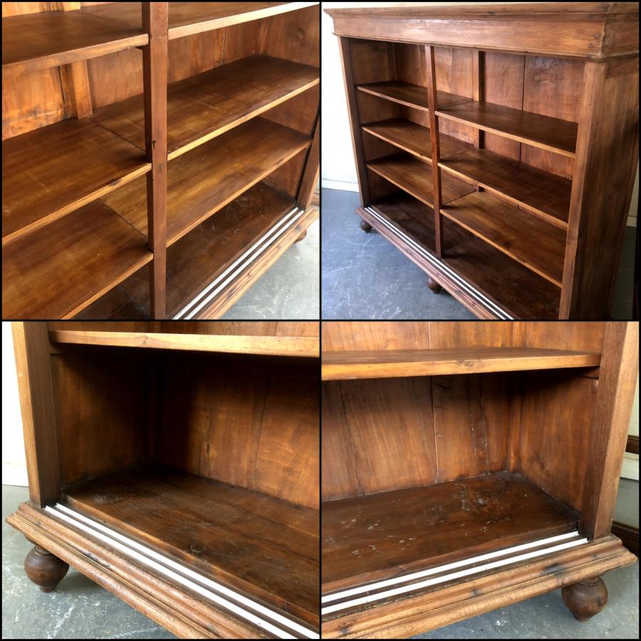 V-590♯W194×D45×H164 特大!アンティークガラスキャビネット チーク材