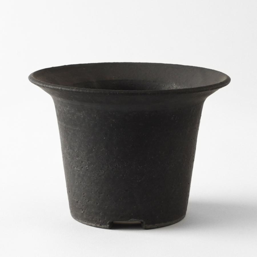 KAMIYAMA -黒釉ツバ広- 【L】 φ15cm×H11cm 5号 リム付き 陶器 縁