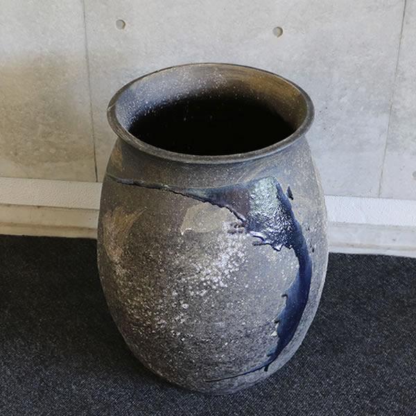 大壺 傘立て 花入れ 陶器 大型 おしゃれ 信楽焼 傘入れ 花瓶 モダン 黒