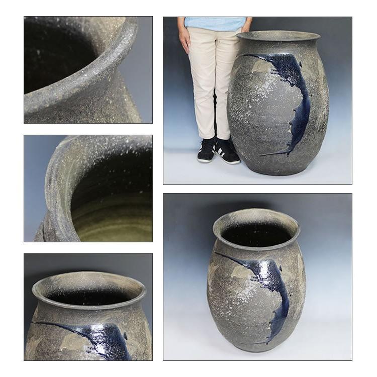 大壺 傘立て 花入れ 陶器 大型 おしゃれ 信楽焼 傘入れ 花瓶 モダン 黒