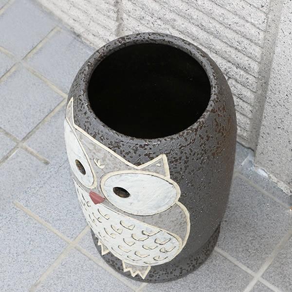傘立て 陶器 信楽焼 おしゃれ ふくろう スリム フクロウ 傘入れ モダン