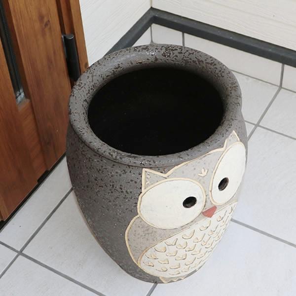 傘立て 陶器 信楽焼 おしゃれ フクロウ 傘入れ モダン シンプル 玄関