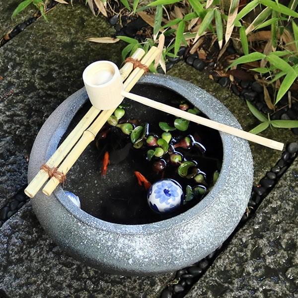 信楽焼 つくばい 竹付つくばい 金魚鉢 メダカ鉢 陶器 ツクバイ 蹲 手