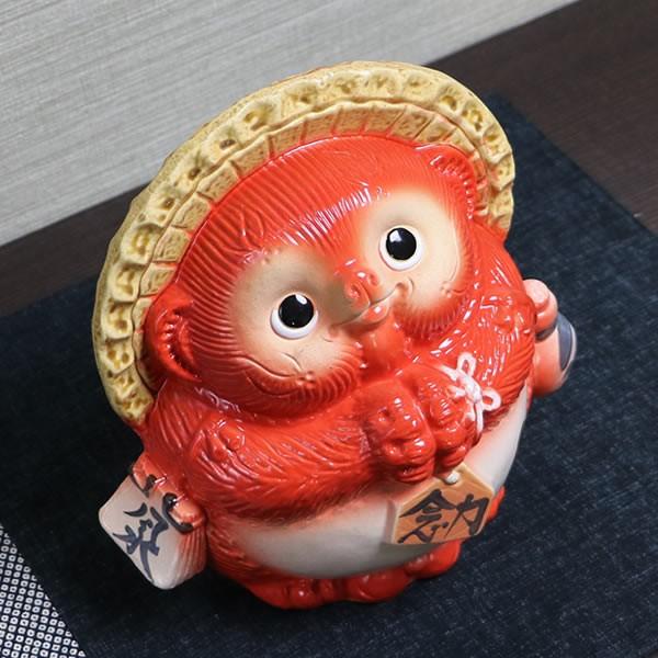 信楽焼 風水狸(赤) たぬき タヌキ 開運 縁起物 可愛い 陶器 商売繁盛