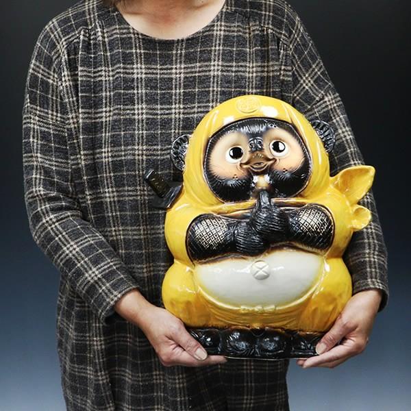信楽焼 黄忍者狸(大) たぬき タヌキ 開運 縁起物 可愛い 陶器 商売繁盛