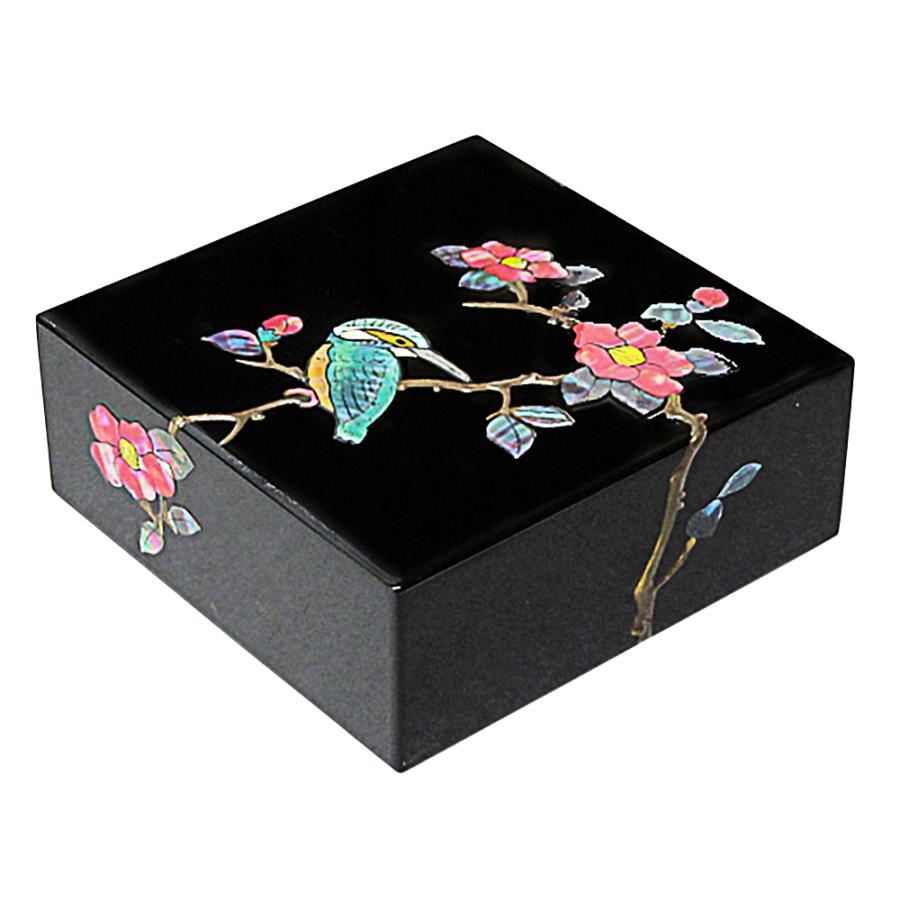 漆器 小箱 螺鈿（らでん） 螺鈿装飾 錆絵花鳥 高岡漆器 小物入れ 日本