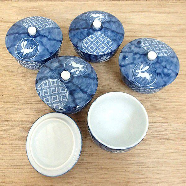湯飲み 蓋付き湯呑み茶碗 5客セット 京祥瑞うさぎ 湯呑み おしゃれ