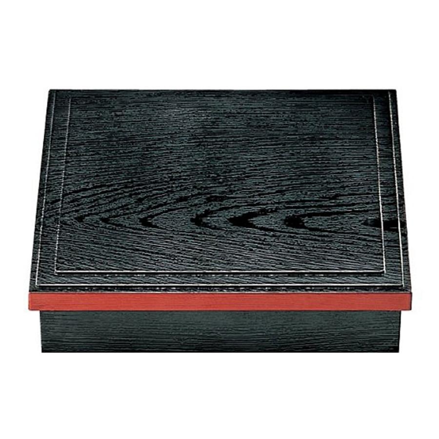 8.5寸華松花堂 黒渕朱 仕切り付き 業務用漆器 激安 弁当箱 宴会