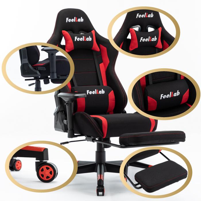 ゲーミングチェア フットレスト付き ファブリック 椅子 チェア