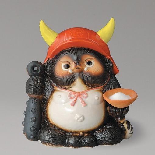 信楽焼 560-03 鬼門喜門狸（赤）【メーカー直送品】【同梱/代引不可