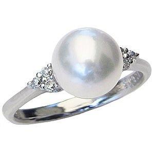 パールリング 普段使い 8mm ホワイトゴールド k18 本真珠 あこや 指輪