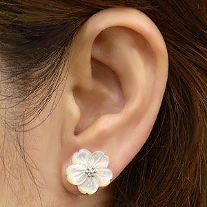 花 ピアス シェルピアス パール パールピアス シェル 白蝶貝 花
