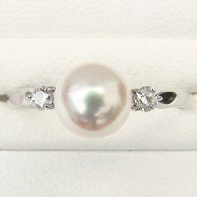 プラチナ pt900 パール リング 普段使い 真珠指輪 ダイヤモンド 本真珠