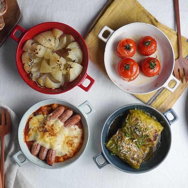 グラタン皿 丸型ハンドル付 465cc HINATAプレート お皿 皿 洋食器