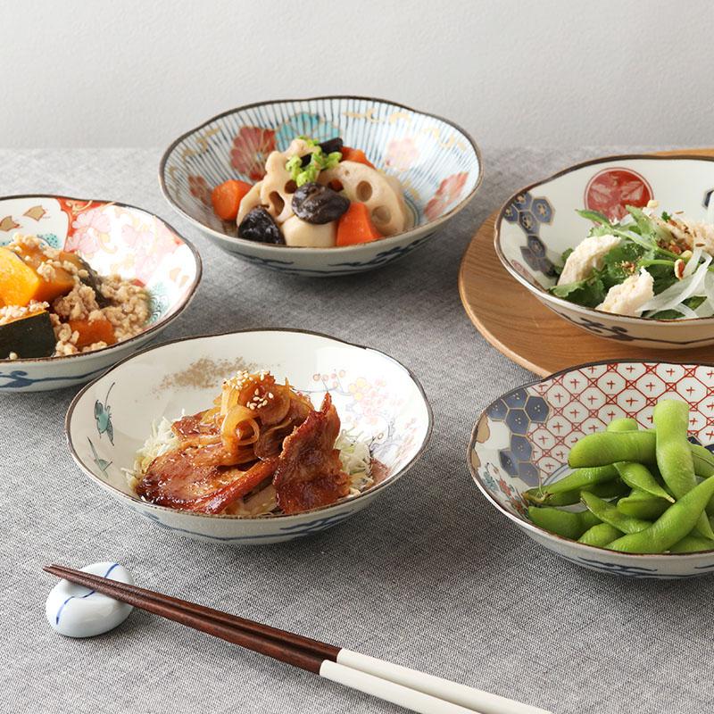 中鉢 16cm 染錦古伊万里 和柄 伝統模様 おしゃれ レトロ ボウル 鉢 お