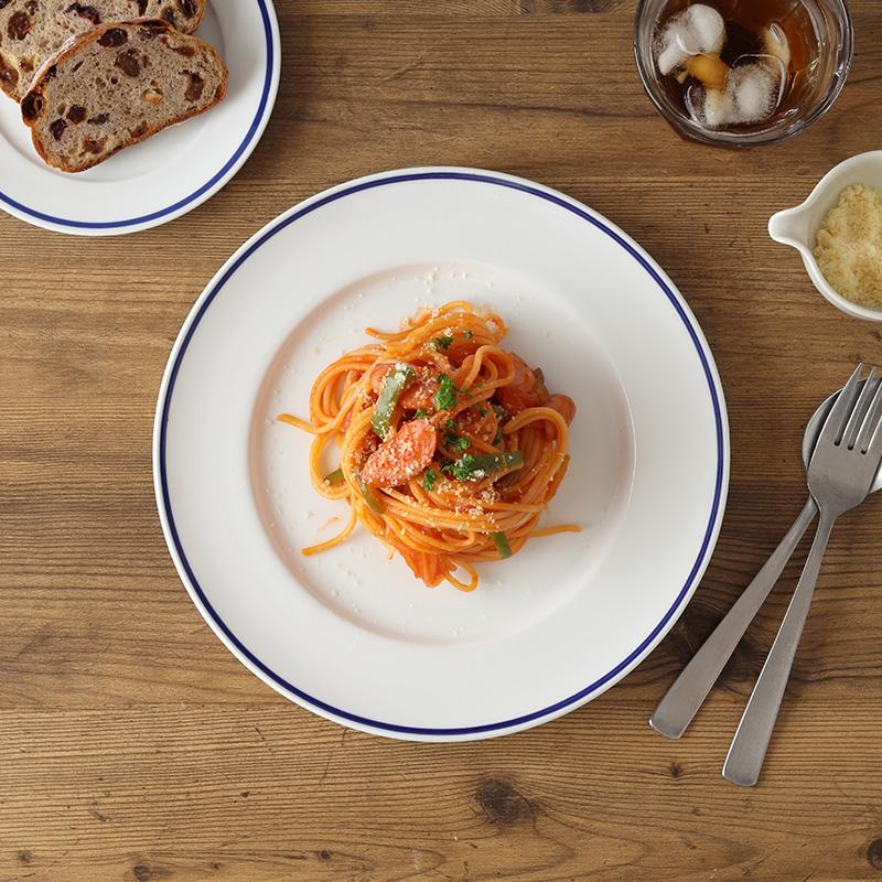 リムプレート 24cm インディゴライン 高強度磁器 プレート お皿 皿