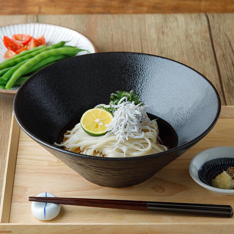 台形盛り鉢 24cm スレート調 ブラック丼ぶり どんぶり 丼 麺鉢 ボウル