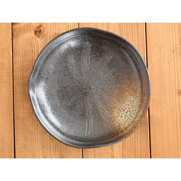 爆買和食器 大皿 25cm 黒備前 片口櫛目皿 お皿 備前風 和風 食器