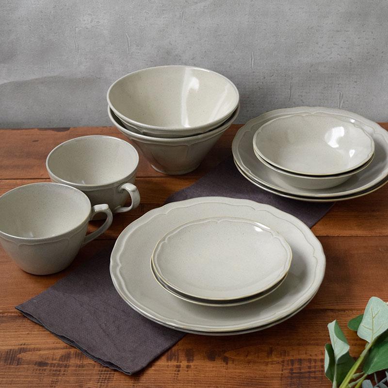 軽量食器セット 割引 12点 2人用 KARIN花鈴 グレー×ネイビー 食器