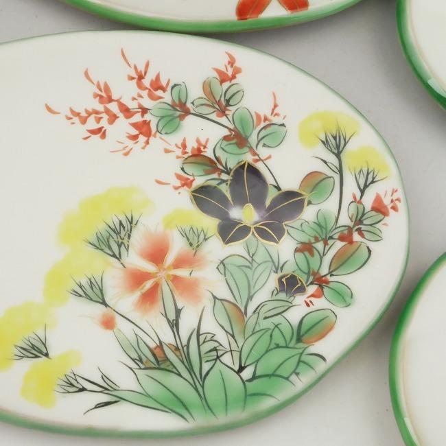 京焼 清水焼 白掛五草花楕円皿揃え 陶あん : 松韻堂 Yahoo!店 - 通販