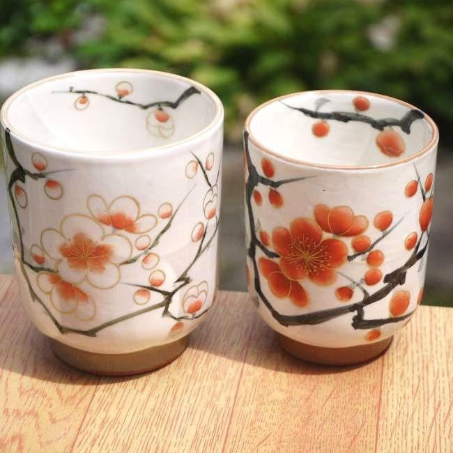京焼 清水焼 紅白梅夫婦湯呑みと夫婦茶碗セット 陶あん : 松韻堂 Yahoo