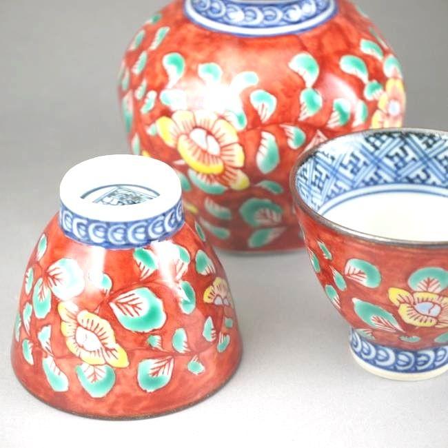 京焼 清水焼 赤濃牡丹唐草お預け酒器セット 壹楽 : 松韻堂 Yahoo!店