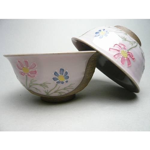 京焼 清水焼 焼締コスモス夫婦茶碗 : 松韻堂 Yahoo!店 - 通販 - Yahoo