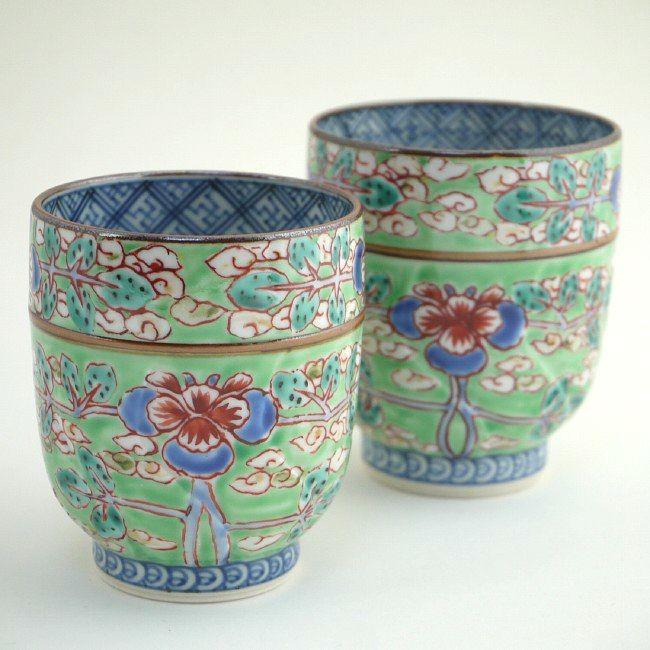 京焼 清水焼 ヒワ花雲夫婦湯呑 壹楽 : 松韻堂 Yahoo!店 - 通販 - Yahoo