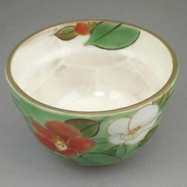 京焼 清水焼 織部五草花お茶呑茶碗 陶あん 椿単品 : 松韻堂 Yahoo!店